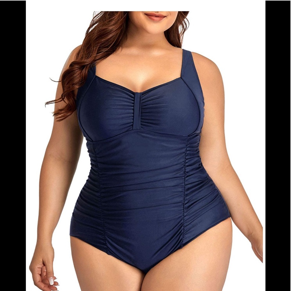 Navy Ruched One-Piece Swimsuit - Classic Support